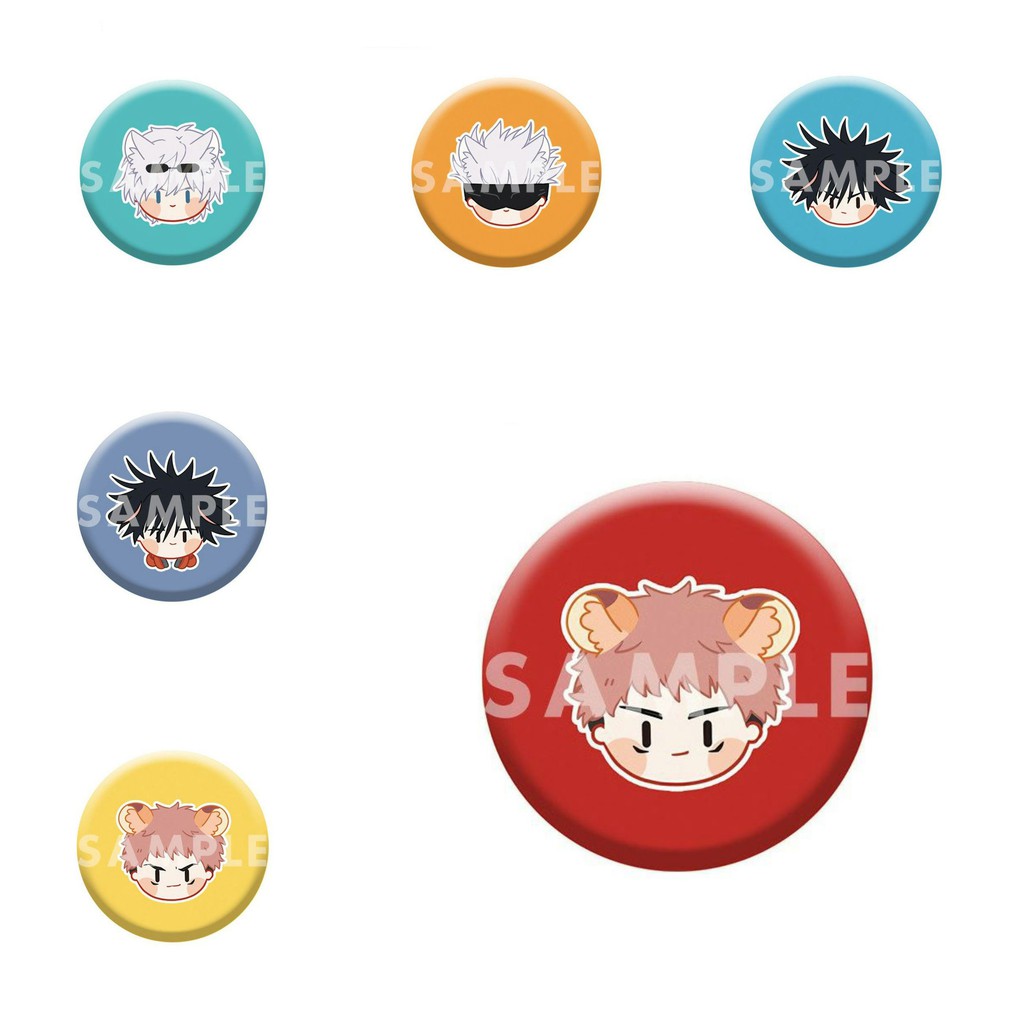 Huy hiệu cài áo IN HÌNH Jujutsu Kaisen Chú thuật hồi chiến ver đầu to anime chibi dễ thương xinh xắn
