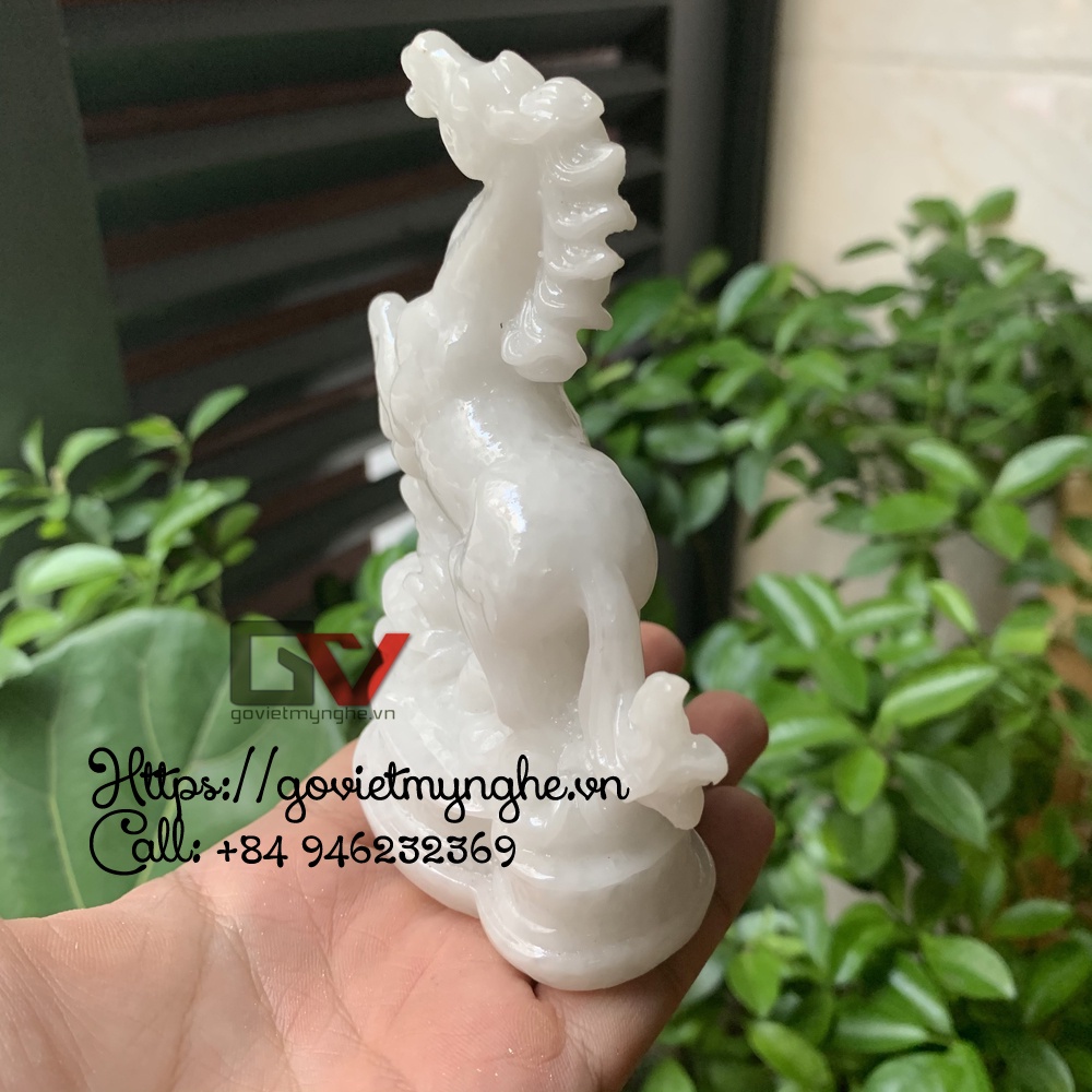 Tượng Đá Ngựa Trang Trí Phong Thủy - Đá Non Nước Đà Nẵng - Chiều cao 12cm