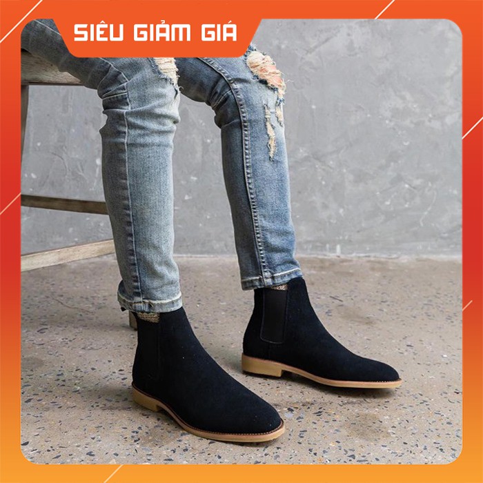 Giày Chelsea Boots nam da lộn, màu đen, nâu, tan sữa