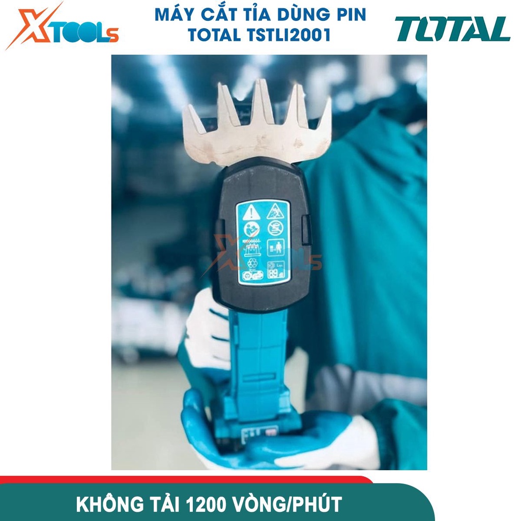Máy cắt hàng rào dùng pin 20V TOTAL TSTLI2001, chiều rộng máy cắt 200mm, chiều rộng lưỡi cắt cỏ 100mm- CHÍNH HÃNG-XTOOLS