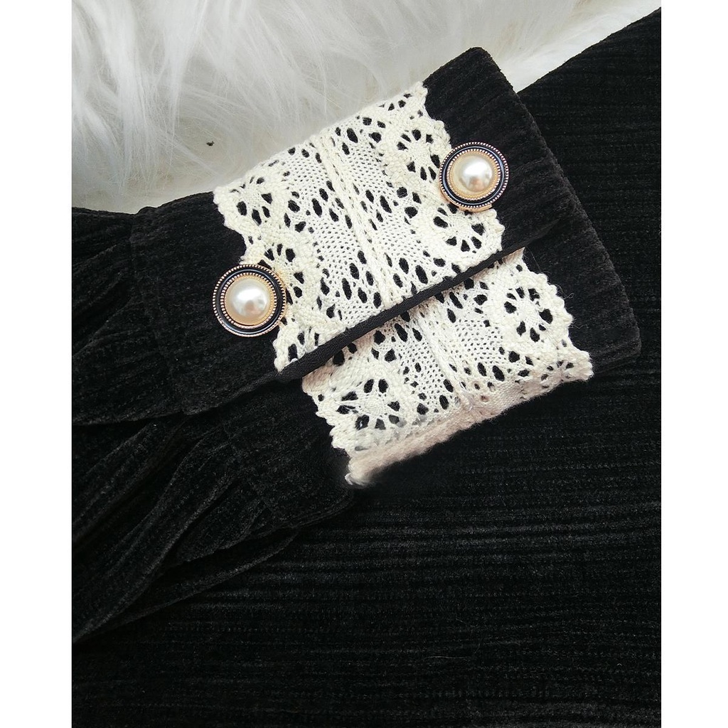 Đầm Đen Dáng Dài Vừa Phong Cách Retro Pháp Thanh Lịch