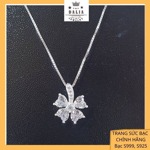 Dây chuyền bạc nữ DaLiA Jewelry hình cỏ 4 lá pha lê trắng, có lẻ mặt rời