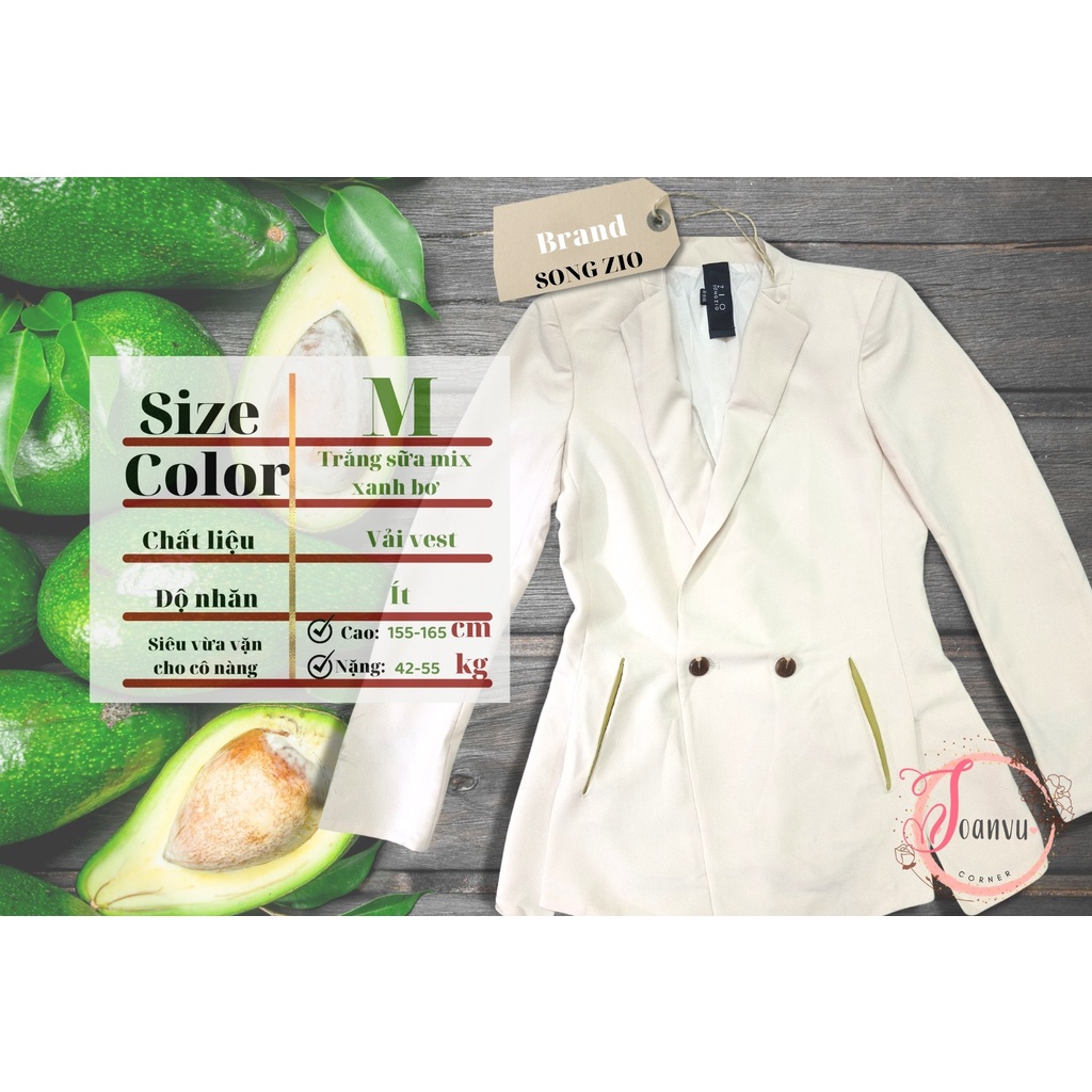 ❣️Joanvu corner❣️ Áo khoác công sở / Vest màu trắng sữa, milky white