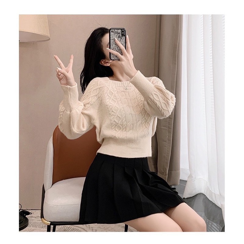 Áo len cổ vuông xoắn thừng, Áo len dài tay bo chun dày dặn AL2423 - NhiNhi Shop