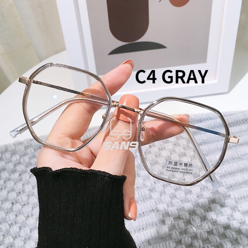 Mắt kính gọng hình đa giác bằng kim loại chống ánh sáng xanh