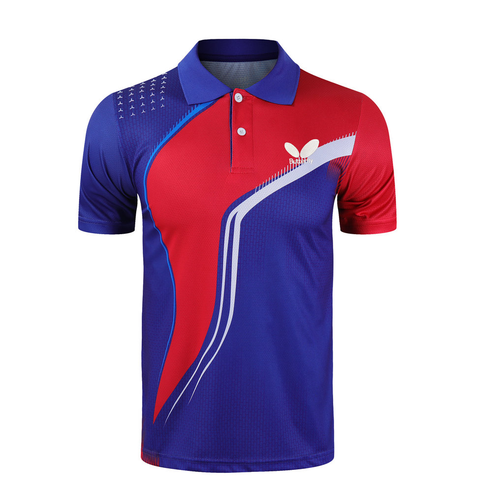 2021 New Butterfly Men and Women PingPong T-Shirt Red Blue Shirt Table Tennis Badminton Quick Dry Red Blue Shirt