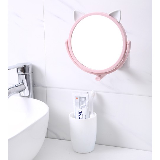 Gương treo phòng tắm trang điểm thỏ mèo G30 trang điểm loại to 14*20 cm