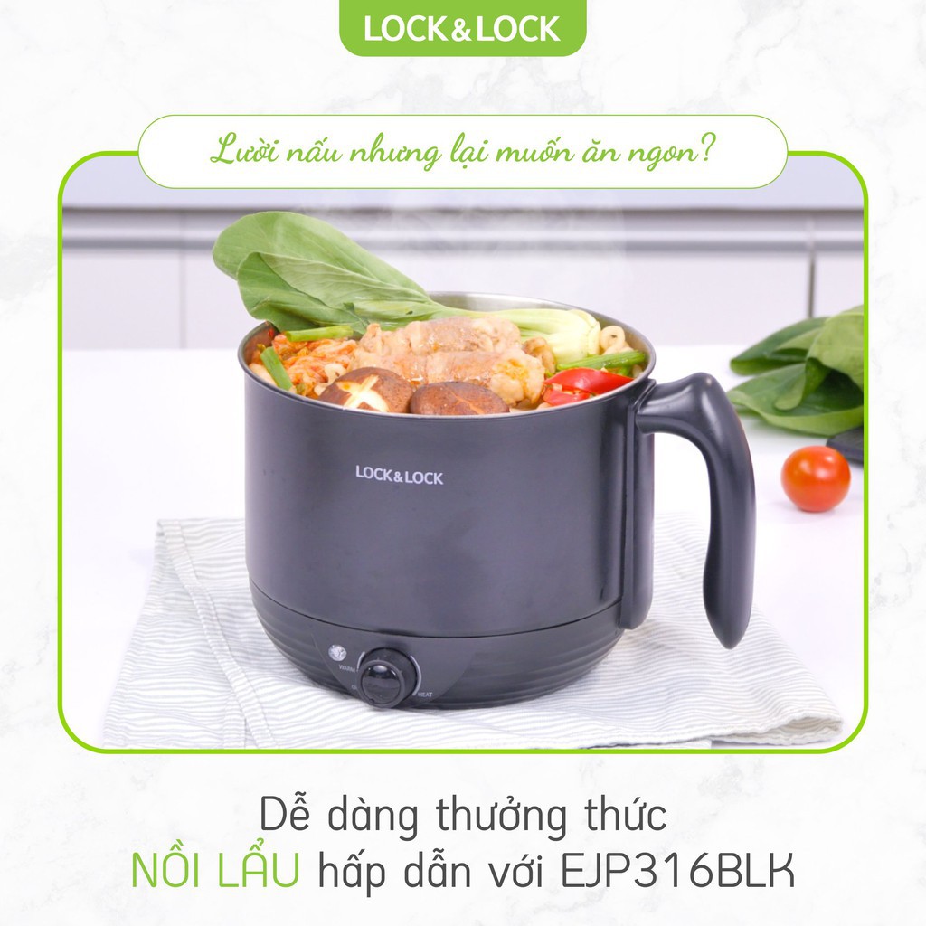 [LOCK&amp;LOCK CHÍNH HÃNG]  Nồi điện đa năng Lock&amp;Lock EJP316BLK 1.2L