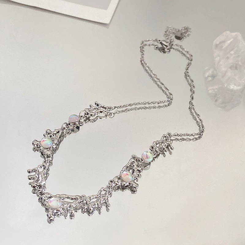 Vòng cổ Đính Đá Mặt Trăng Thiết Kế Đơn Giản Dễ Phối Đồ Phong Cách Hàn Quốc