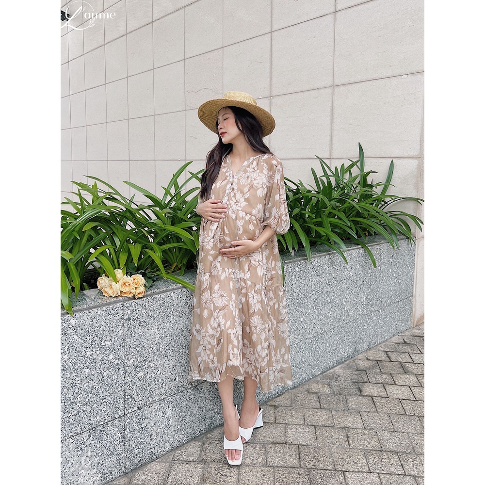 Đầm bầu hoa Gaia Dress chất voan nhẹ mát, bay bổng giúp che khuyết điểm thiết kế bới L'amme