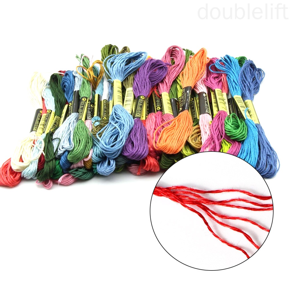 50 Colors Embroidery Thread Floss Bobbins Needles Set Friendship Bracelet String Cross Stitch Cord Kit Random Color doublelift store