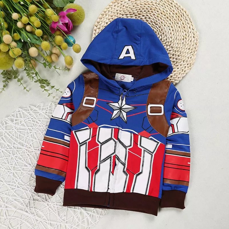 Áo Khoác Hoodie In Hình Siêu Anh Hùng Marvel Cho Bé Trai Từ 1-8 Tuổi