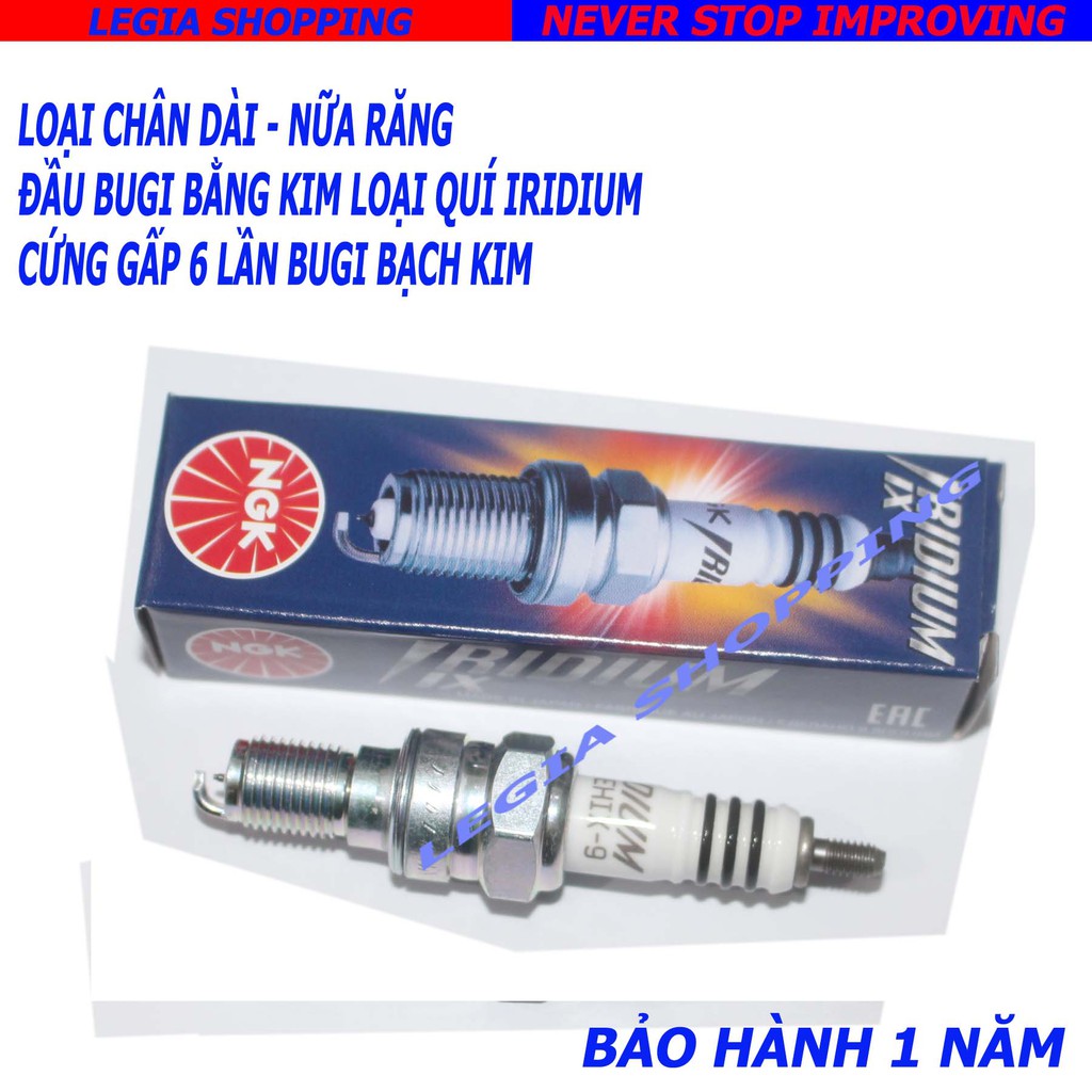 BUGI NGK IRIDIUM CR9EHIX-9 CHÂN DÀI NỬA RĂNG GẮN XE SH Ý, A CÒNG, DYLAN, AB 110, LEAD 110, CLICK 110