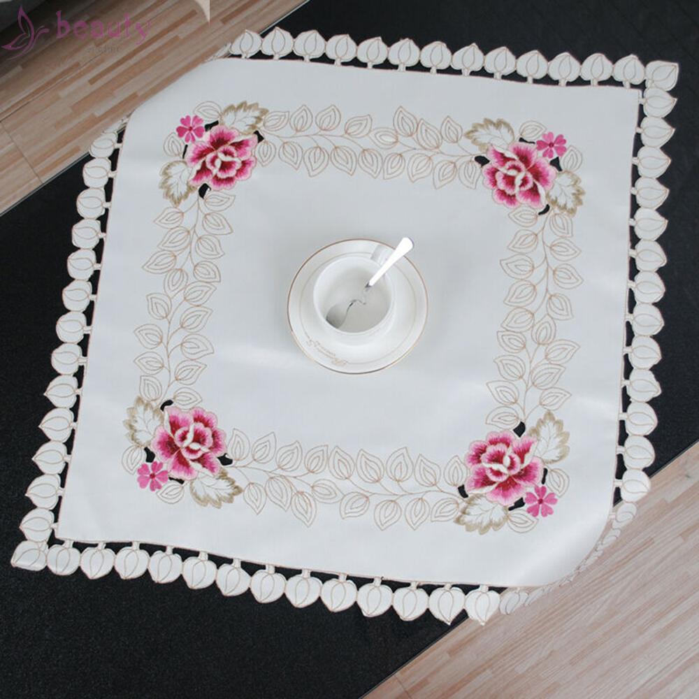 Khăn Trải Bàn Trang Trí Thêu Hoa Phong Cách Vintage
