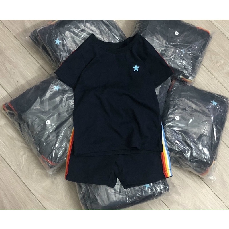 Bộ cộc tay ngôi sao tím than cho bé trai size từ 10-24 cân