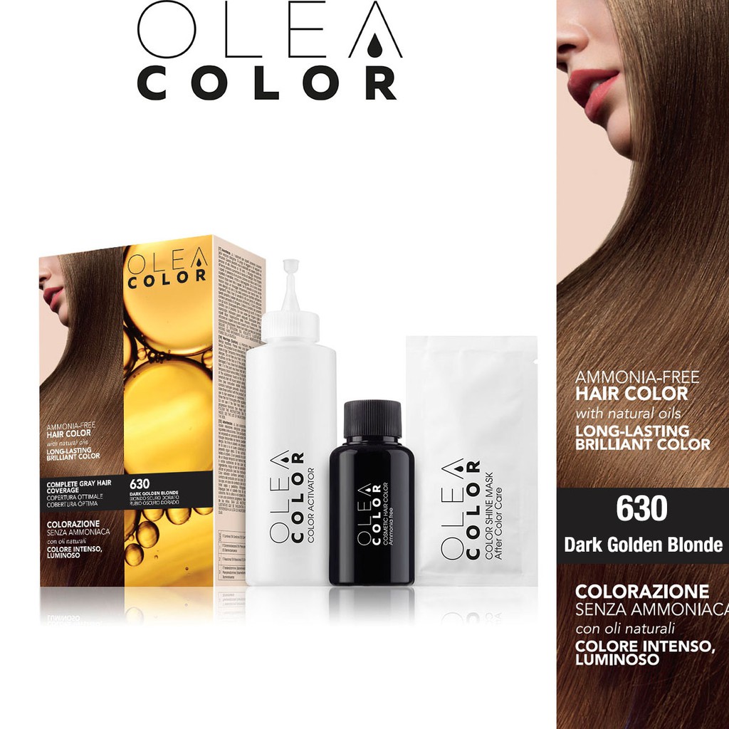 [HẠT DẺ] Kem nhuộm dưỡng tóc không Amoniac Olea Color ITALY Màu 630 DARK GOLDEN BLONDE