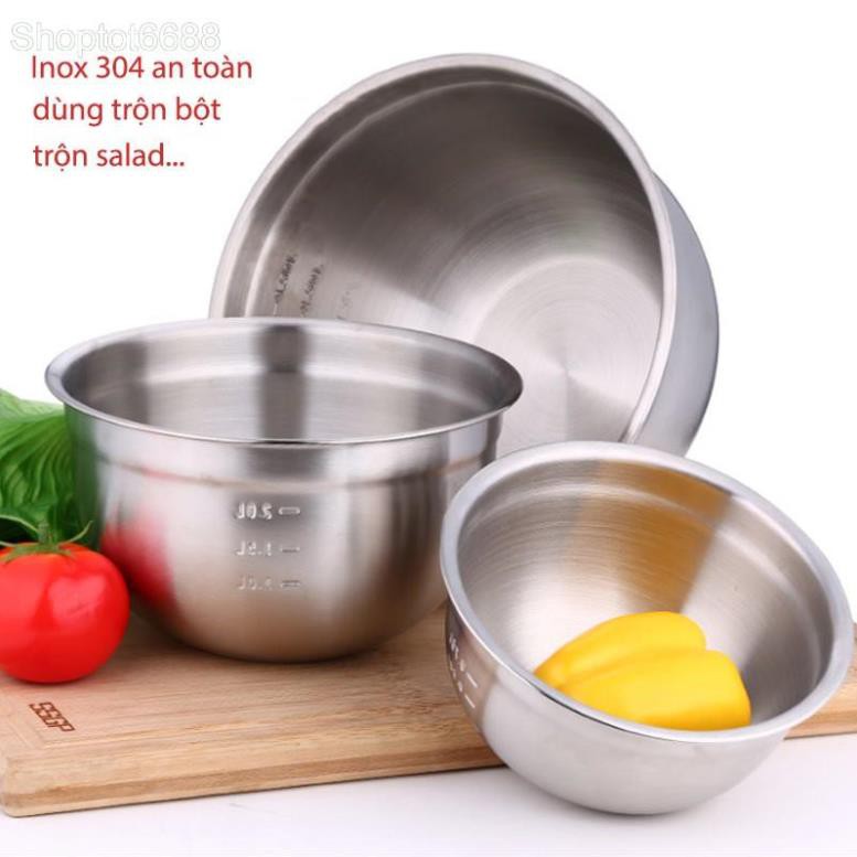 TÔ (BÁT) BẰNG INOX 304 D20CM . D18CM .DÙNG TRỘN BỘT LÀM BÁNH, TRỘN SALAD, ĐỂ CỦ QUẢ ĐA NĂNG (Kho hàng Hà Nội)