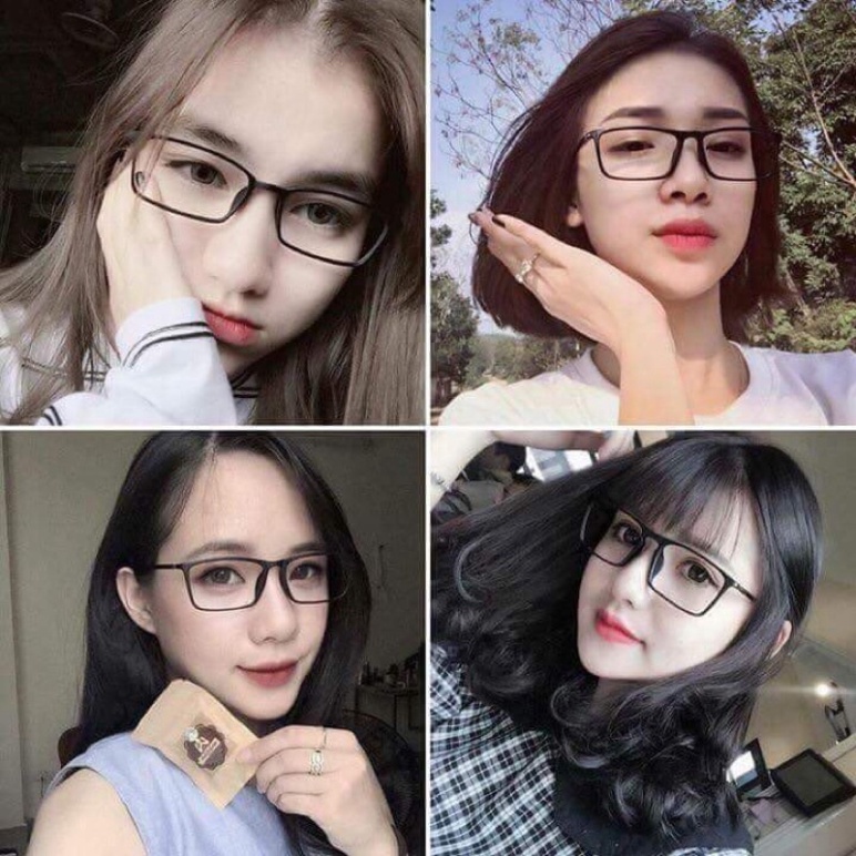 Gọng kính cận TATA Nam nữ dáng mắt vuông nhận cắt mắt cận viễn loạn theo yêu cầu