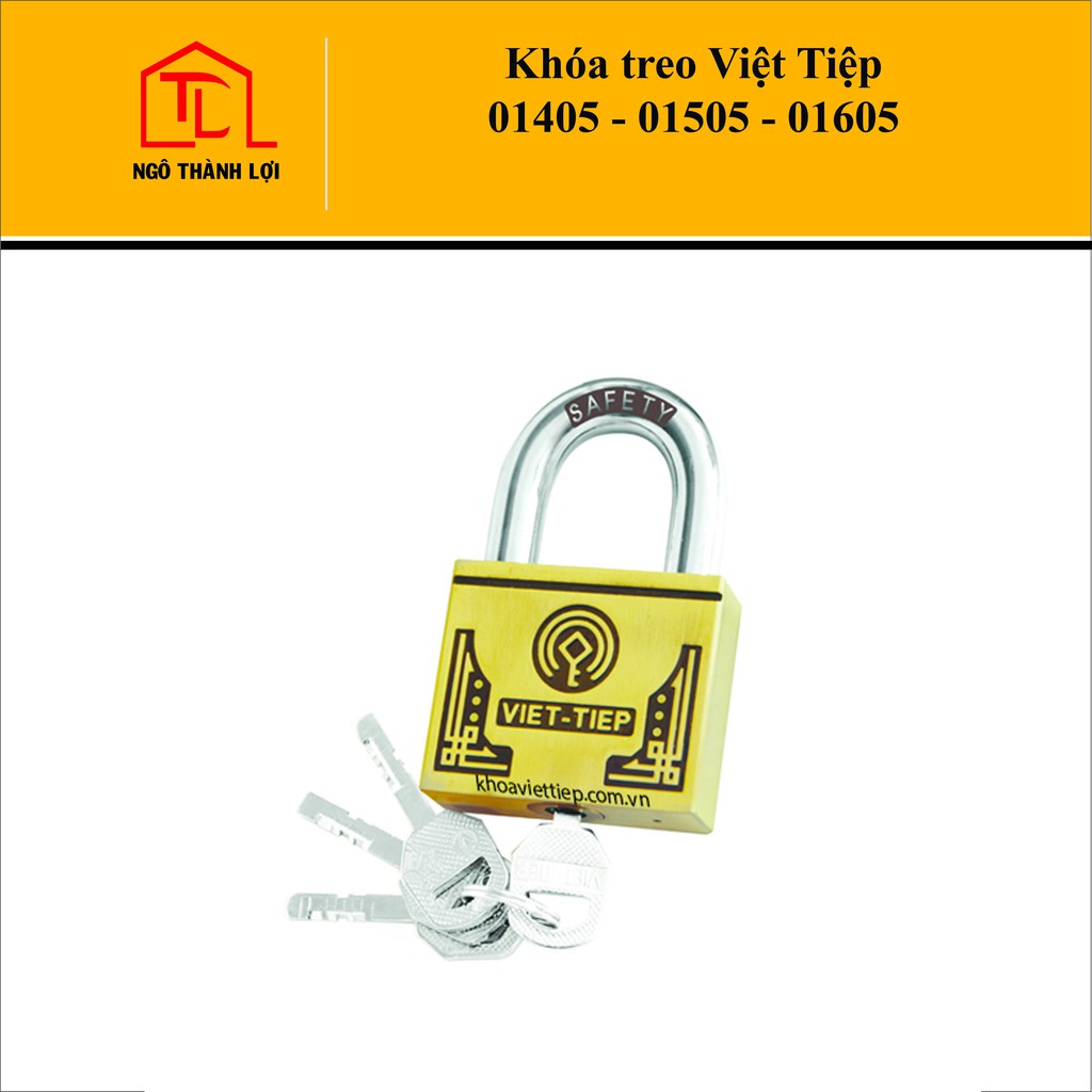 Ổ khóa cửa treo hợp kim Việt Tiệp 01405 / 01505 / 01605 (4P / 5P / 6P), khóa cửa cổng, khóa hàng rào