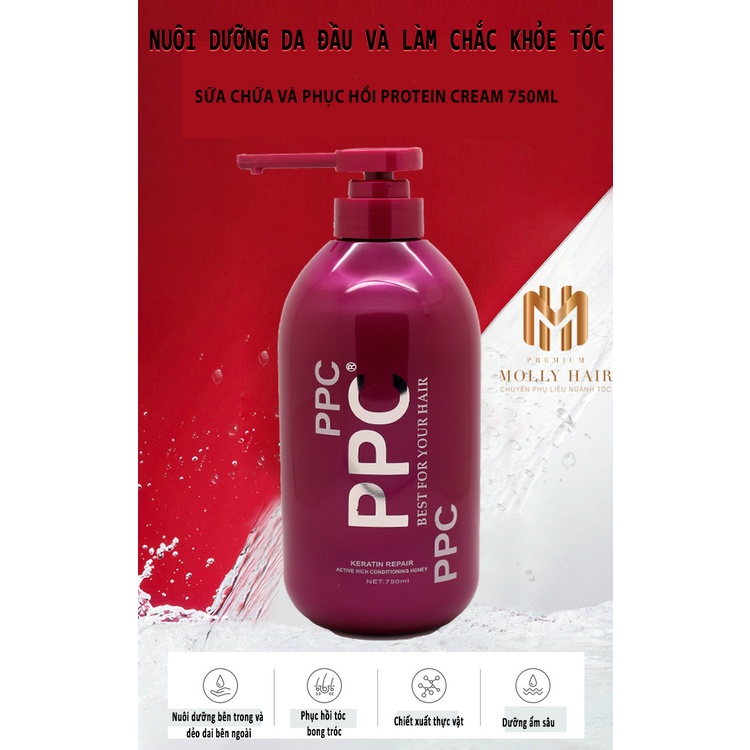 Hấp dầu keratin MollyHair PPC chính hãng, phục hồi tóc hư tổn 750ml