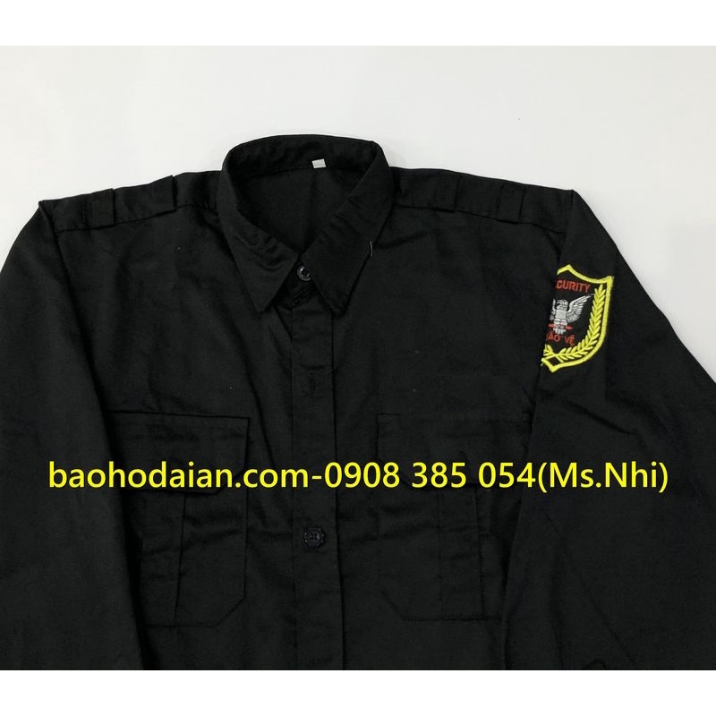 Áo vệ sĩ dài tay màu đen vải kaki 65/35 thoáng mát