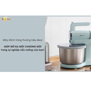 Máy đánh trứng trộn bột để bàn hoặc cầm tay mini đa năng Bear, đánh kem bơ sữa, 9 tốc độ gồm 4 que đánh, máy tháo rời.