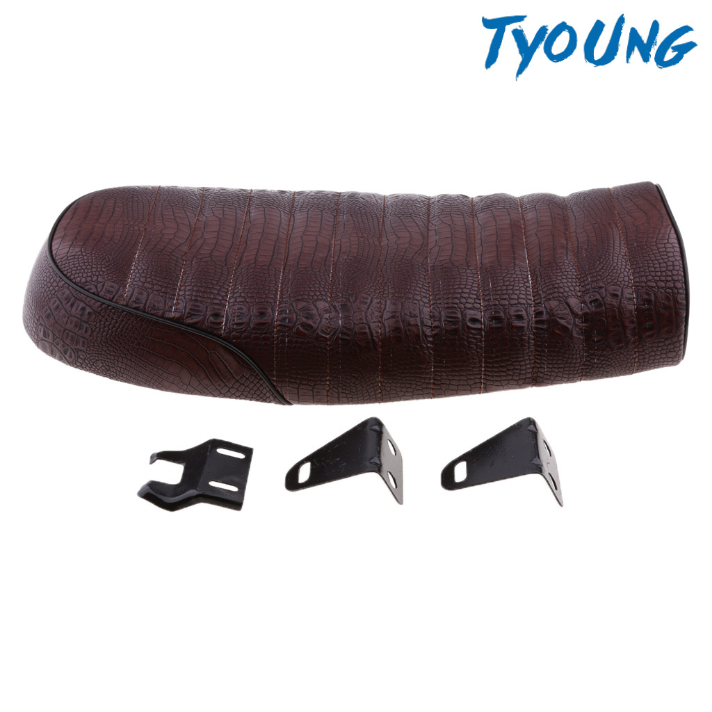 [TYOUNG]Black Vintage Brat Seat Cafe Racer Saddle Motorcycle Retro Seat Fits Honda