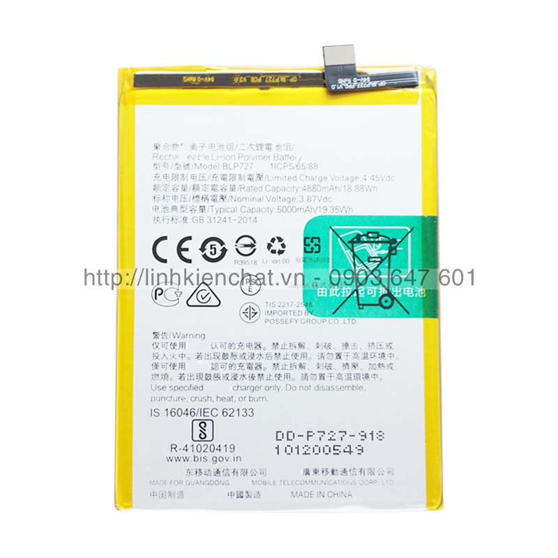 Pin cho Oppo A9 2020 CPH1937  5000mAh Zin - Hàng nhập Khẩu