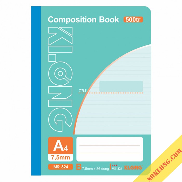 Vở kẻ ngang A4 200-500 trang may dán gáy Klong Compostion Book, sổ Klong ghi chép viết bài