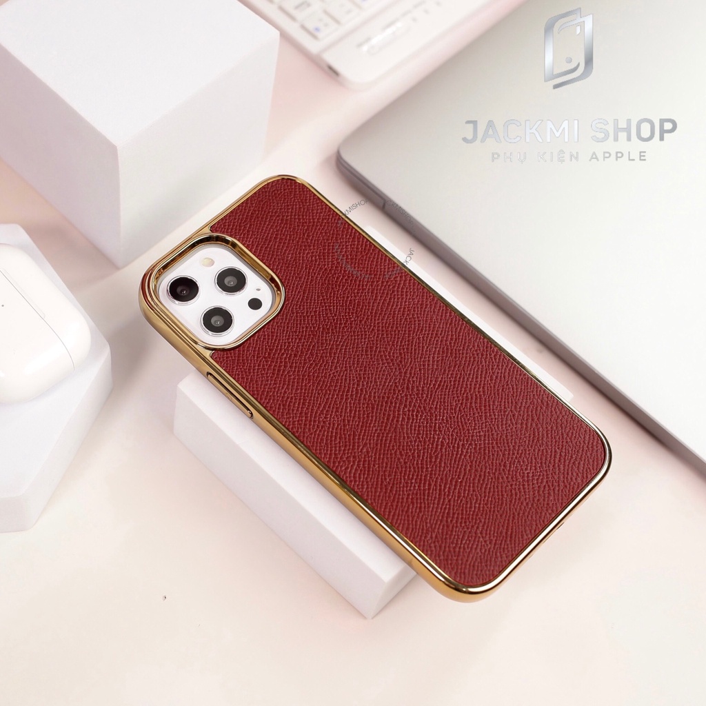 [COMBO 3 MÓN MÀU ĐỎ RƯỢU] DÂY DA BÊ EPSOM CHO IWATCH + ỐP LƯNG DA EPSOM CHO IPHONE + CASE AIRPODS DA EPSOM CHO AIRPODS