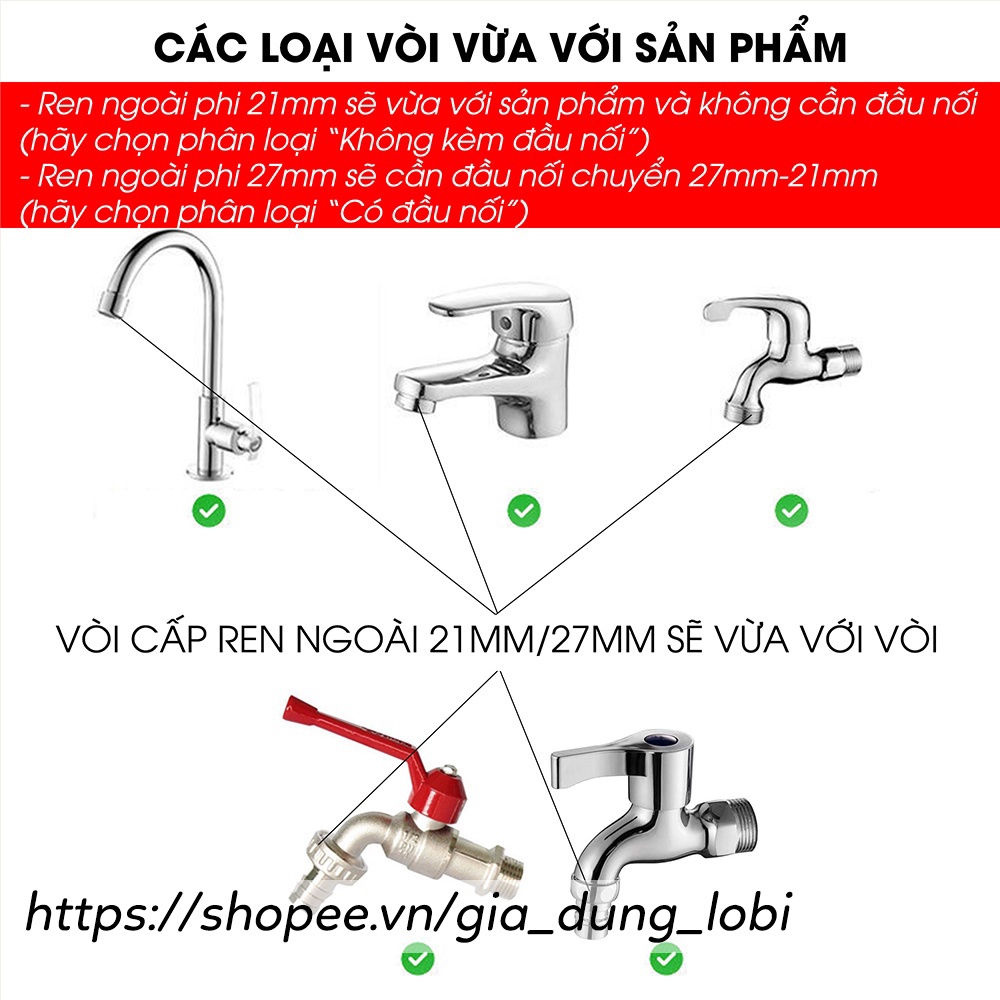 ống nối dài vòi nước phi 21mm linh hoạt xoay 720° theo mọi hướng, ống nước mở rộng silicone