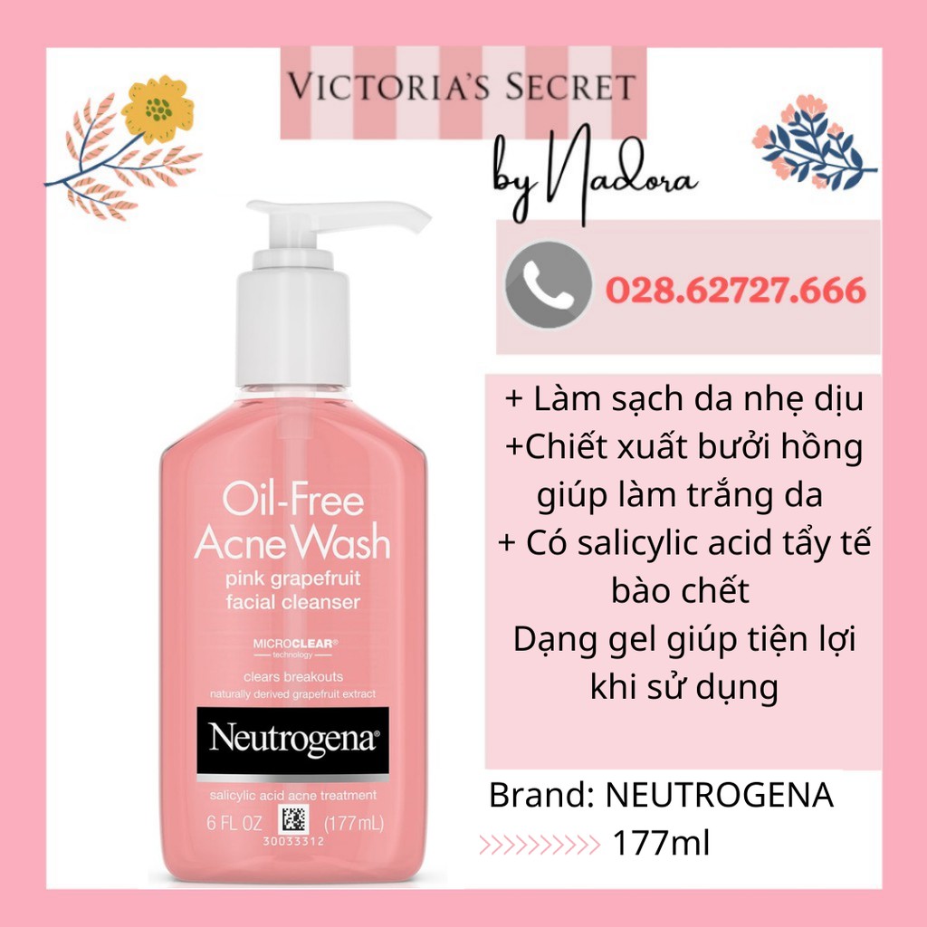 Sữa Rửa Mặt Neutrogena Oil Free Acne Wash Pink Grapefruit Facial Cleanser - 177ml