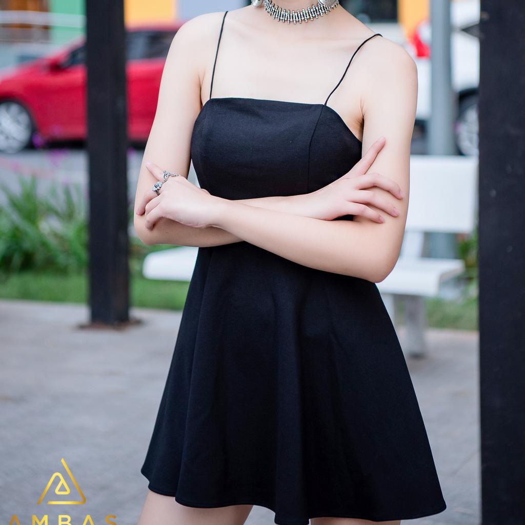 Đầm 1 lớp💖Freeship💖Đầm 1 lớp hai dây dáng xòe cúp ngang 2 dây, vải ren sọc cao cấp