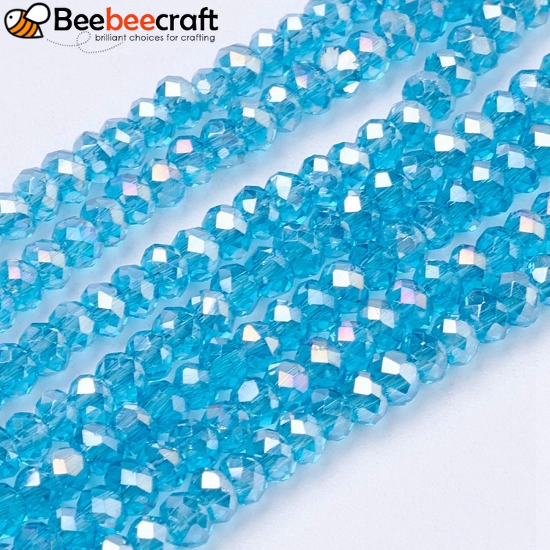 1 Cuộn Dây Xỏ Hạt Thủy Tinh Mạ Điện AB 3x2mm: 0.5mm Khoảng 165~170 Cái / Sợi Nhỏ 16.7 inch