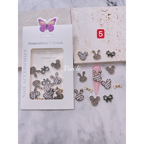 phụ kiện charm kim loại cao cấp trang trí nail