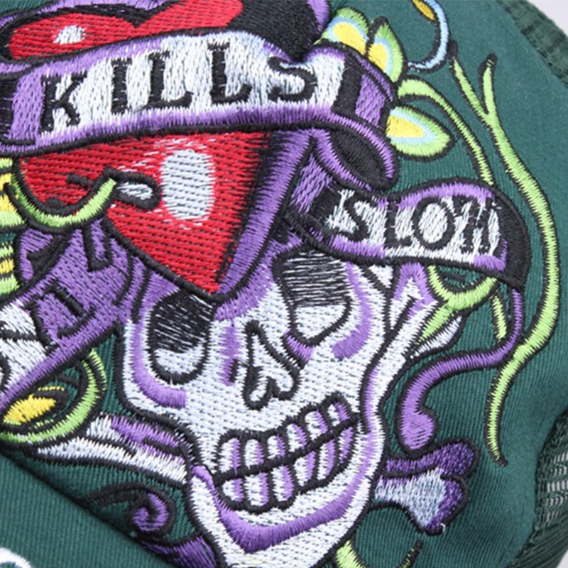 Mũ Lưỡi Trai Thêu Hình Đầu Lâu Phong Cách Cá Tính