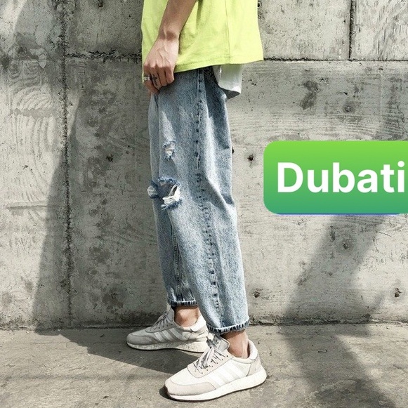 QUẦN JEAN NAM BAGGY RÁCH GỐI ỐNG RỘNG SUÔNG, VẢI KHÔNG XÙ HOT TREND- DB 46- DUBATI FASHION