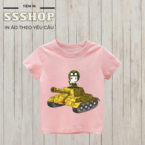 Áo thun bé trai và bé gái in hình hoạt hình Xe Tăng, chất liệu cotton thoáng mát, hình in PET rất đẹp SSSHOP 02