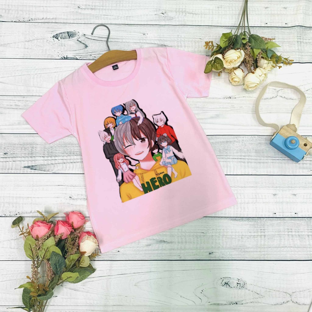 Áo thun bé gái Hero team màu hồng