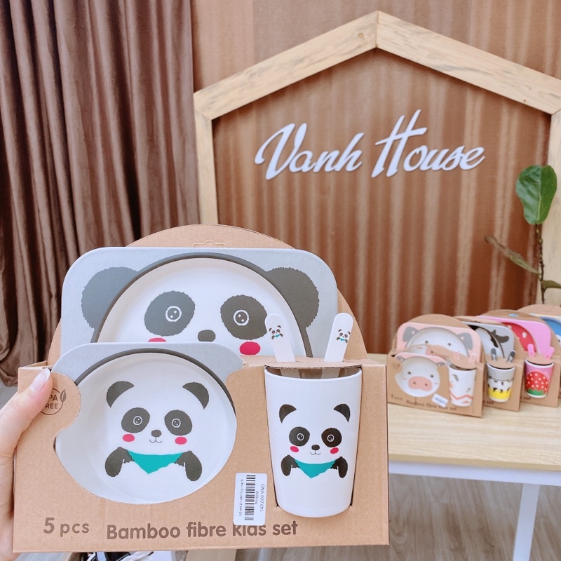 Set bộ bát ăn cơm lúa mạch cao cấp 5 chi tiết cho bé yêu