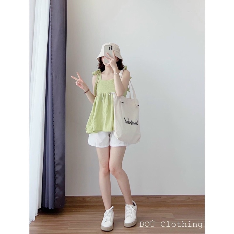 [Ảnh thật/video] Set Adela gồm áo 2 dây điều chỉnh kèm quần sooc lưng chun