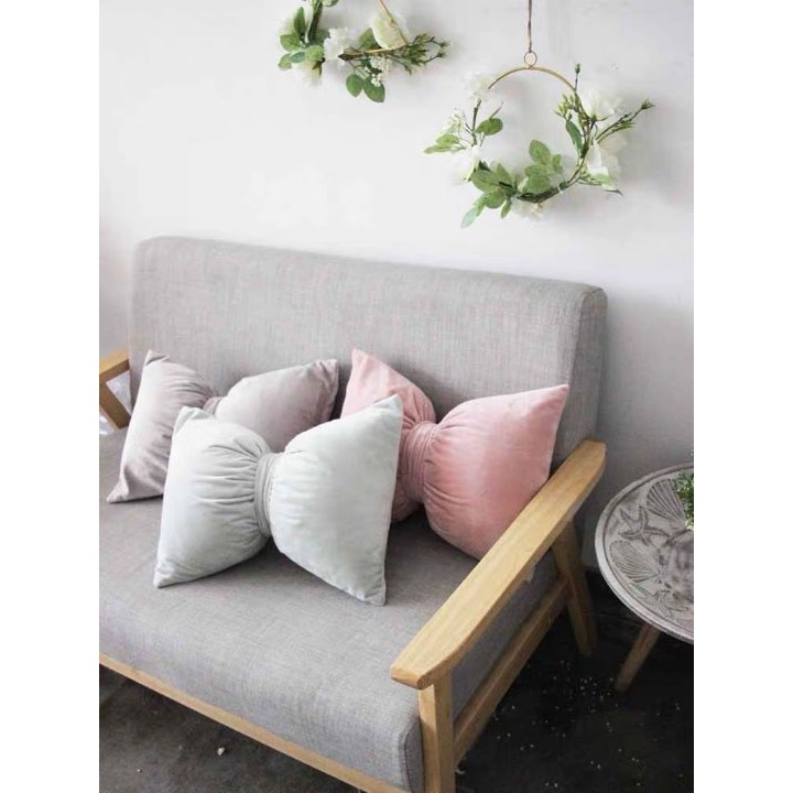 Gối ôm, gối tựa lưng sofa cute hình cá tim sao nơ vải nhung lụa