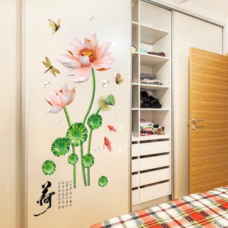 decal dán tường hoa sen đá đẹp