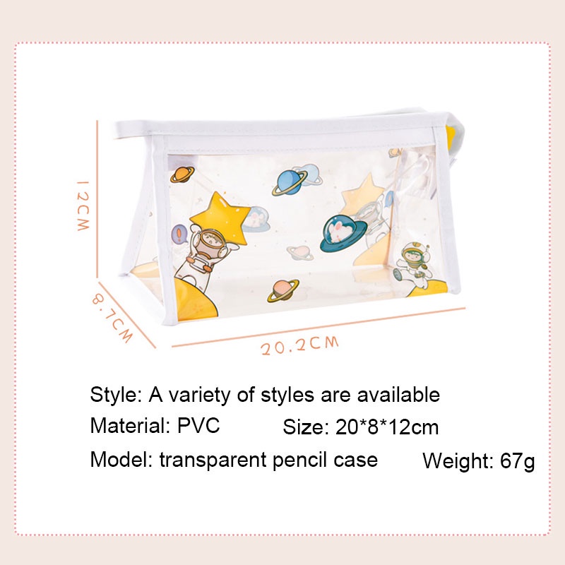 Túi Đựng Bút Trong Suốt Sức Chứa Lớn Họa Tiết Hoạt Hình Đáng Yêu