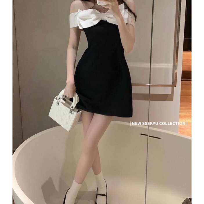 RINNEE DRESS/ ĐẦM CÚP NGỰC HOẠ TIẾT NƠ CHẤT LIỆU TAFTA