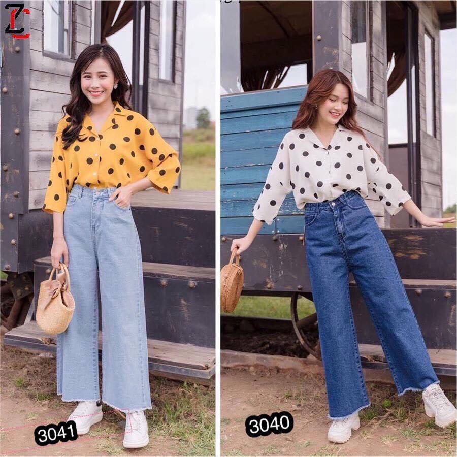 [Mã WASTUP5 giảm 10% tối đa 20K đơn 99K] Quần Jeans Nữ Ống Rộng Rách Lai Lửng PS 230 | BigBuy360 - bigbuy360.vn