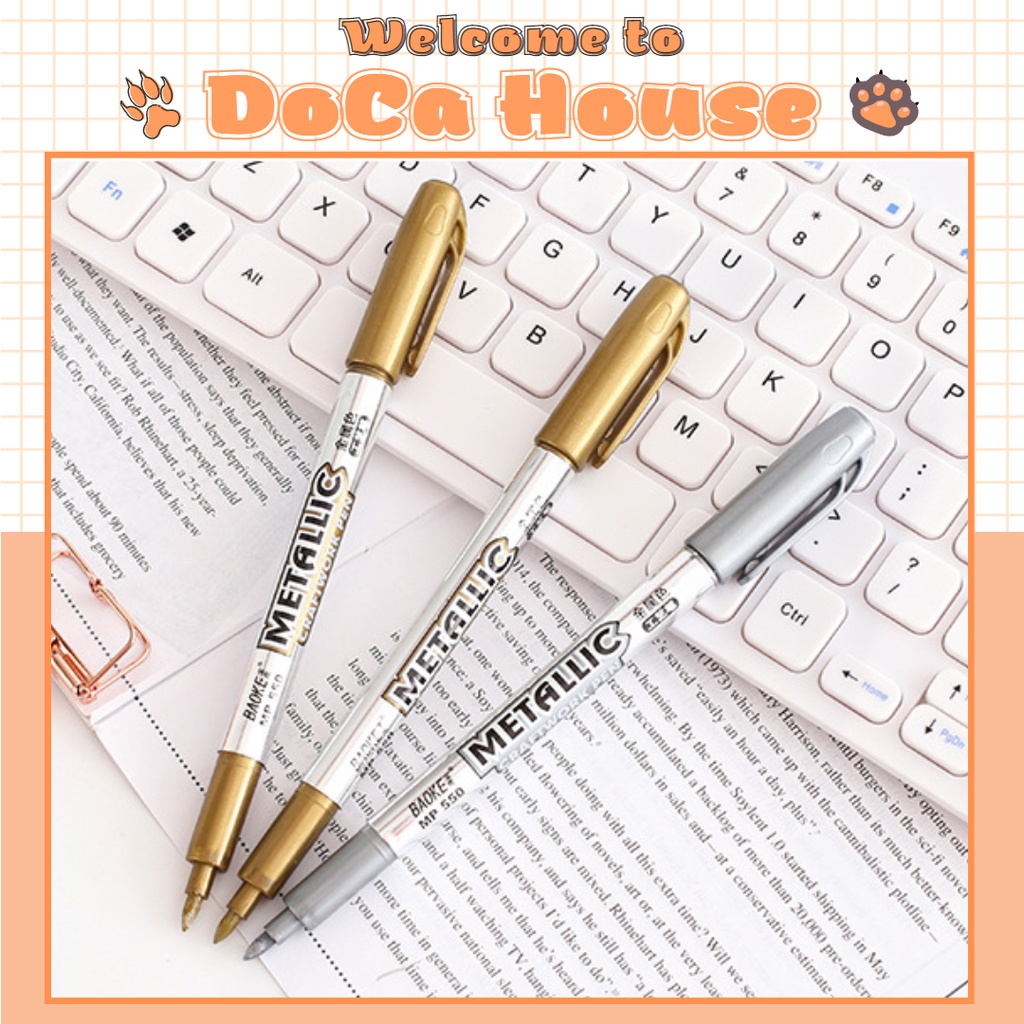 Bút nhũ màu vàng, bạc Baoke Melatic dùng viết sổ tay, buller journal, làm thiệp sinh nhật cực xinh yêu