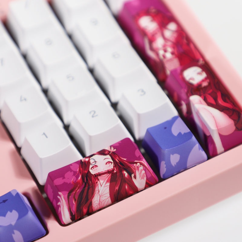 Kamado Nezuko Keycap Cherry Profile Demon Slayer Theme anime PBT Dye phụ bàn phím cơ Keycap