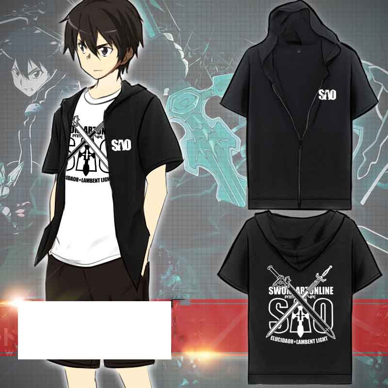 Áo Hoodie Tay Ngắn In Hình Sword Art Online Kazuto Kirito