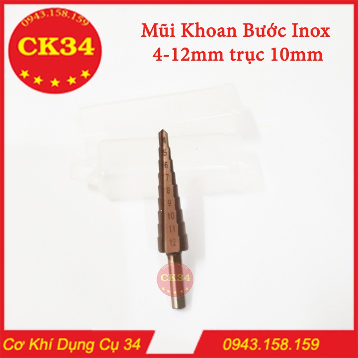 Mũi Khoan Bước Tháp Khoan Inox, Sắt. Nhôm...4-12mm HSS COBAN